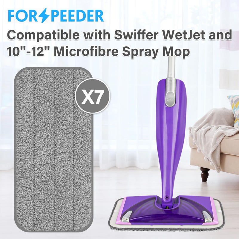 FORSPEEDER Reusable Mop Pads for Swiffer WetJet, Wet Pads Refills for 12'' Spray Mop, Microfiber Refill Machine Washable Up to 100+ Floor Cleaning for All Kinds of Floor Types, 7 Pack - Image 2